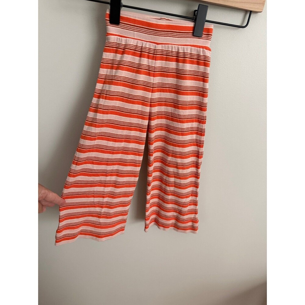 Misha & Puff 2y 100% Organic Pima Cotton Striped Wide Leg Pants Orange VGUC